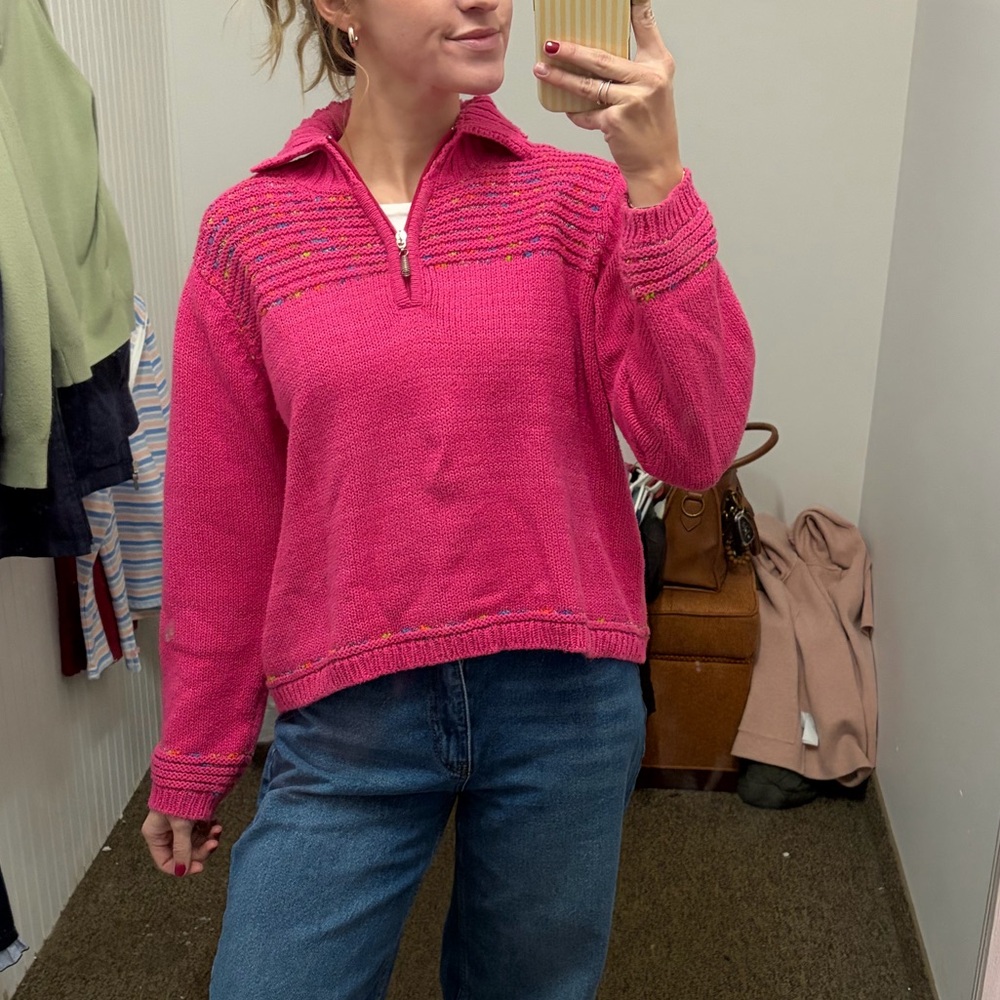 Pink Quarter-Zip Sweater